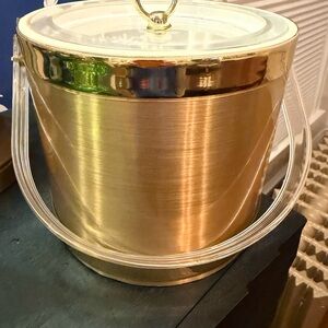 Vintage Georges briard Gold Ice Bucket with lucite Handle